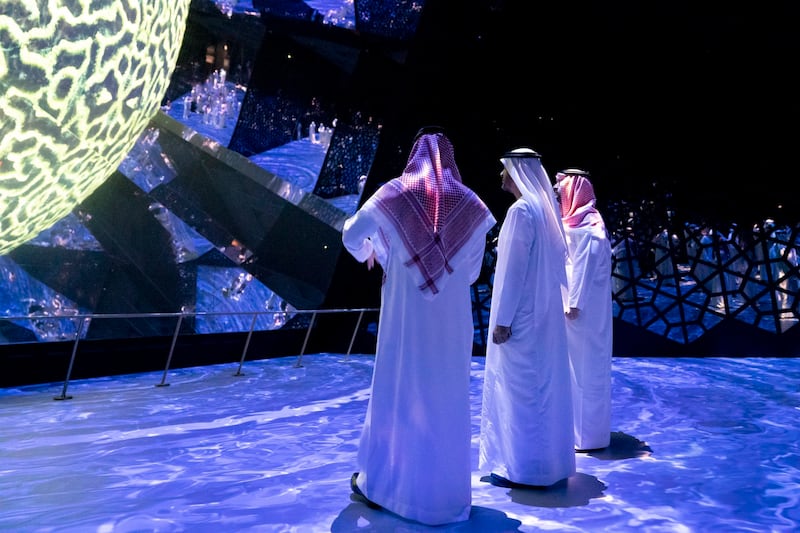 During his visit to the Saudi pavilion at Expo, Sheikh Mohamed praised the kingdom's ambition in planning for the future.
