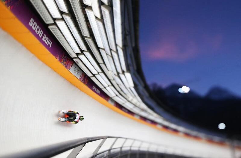 Eliza Tiruma of Latvia in action during the women's luge singles at Sliding Center Sanki on Tuesday in Sochi. Julian Finney / Getty Images