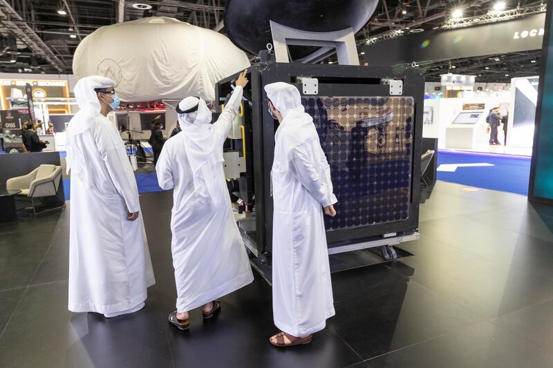 A replica of the UAE's Hope probe. 