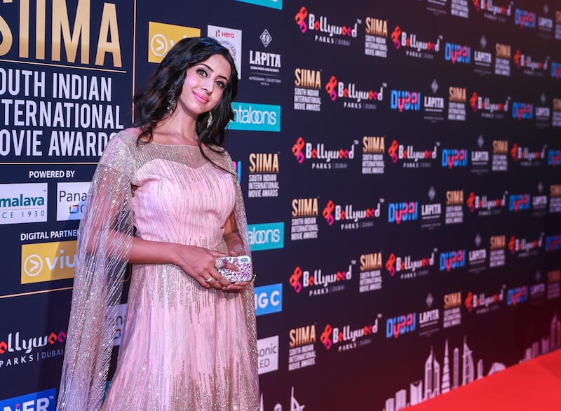 Dubai, United Arab Emirates, September 15, 2018.  SIIMA Day 2 Red Carpet. --- Sanjjanna Galrani.Victor Besa/The NationalSection:  ACReporter:  Felicity Campbell