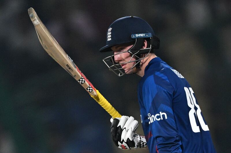 England's Harry Brook waged a lone battle, scoring 66. AFP