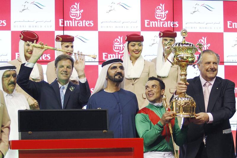 Sheikh Mohammed bin Rashid, Ruler of Dubai and Vice President of the UAE, and the horses from his Godolphin Stables are expected to dominate at the Dubai World Cup Carnival. Sarah Dea / The National