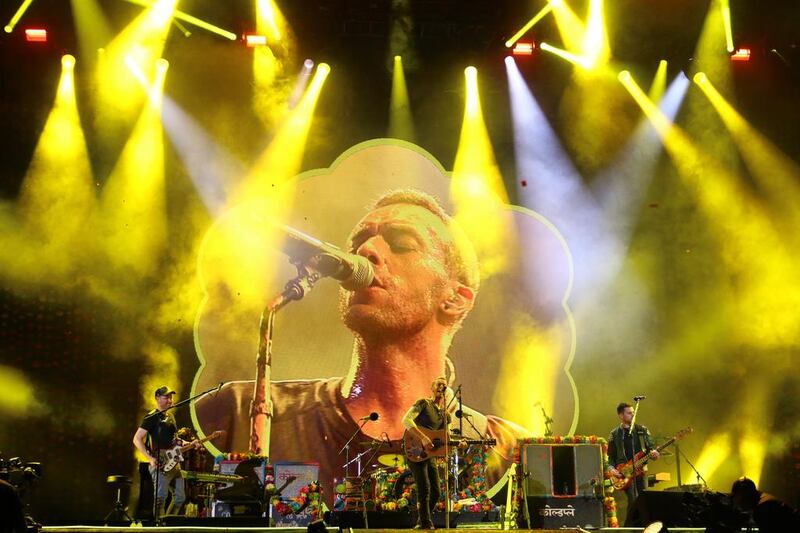 Coldplay captivate the crowd with their hits on New Year’s Eve at the du Arena in Abu Dhabi. Navin Khianey for The National
