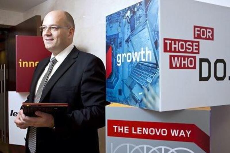 Oliver Ebel, Lenovo's vice president and general manager for the region, says his company will remain focused on PCs. Antonie Robertson / The National