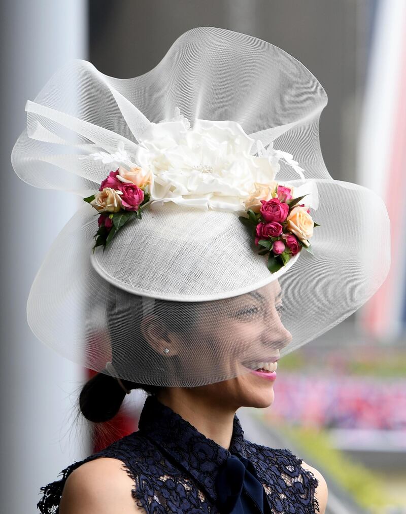 With its unusual shape and pops of spring colour, this netted style is General atmosphere of a racegoer within the Queen Anne Enclosure on day 2 of Royal Ascot at Ascot Racecourse  in Ascot, England. Getty Images