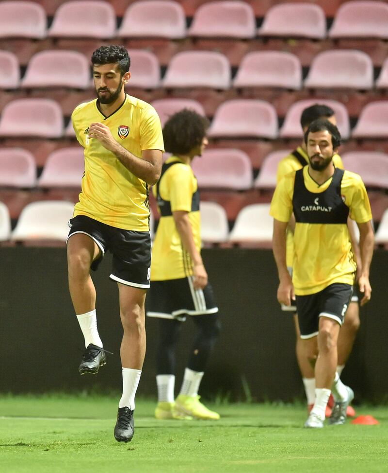 UAE national team train ahead of their World Cup 2022 Qualifier against Thailand. Courtesy UAEFA