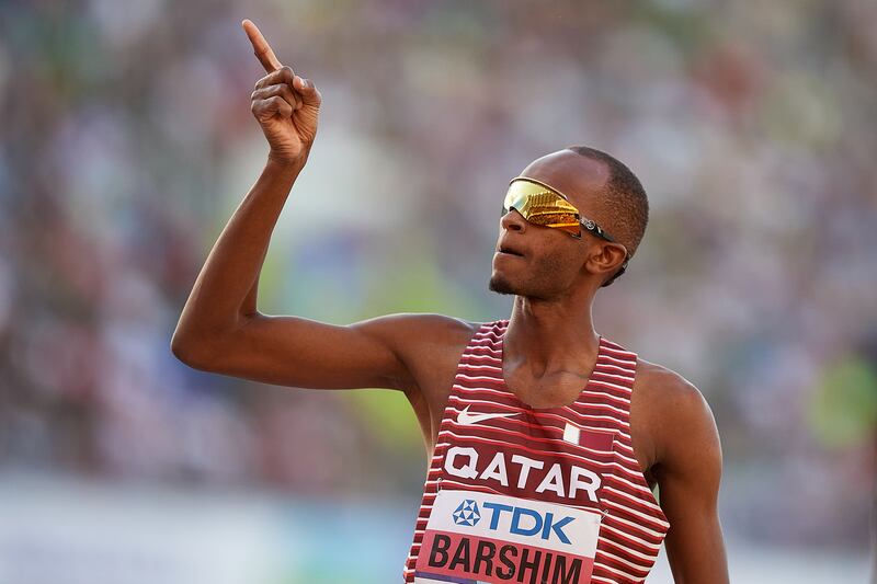 Mutaz Barshim during the final of the men's high jump at the World Athletics Championships. EPA