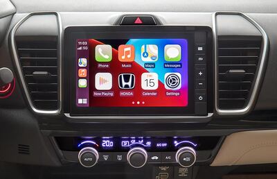 The new City is fitted with an eight-inch audio touchscreen with Apple CarPlay or WebLink