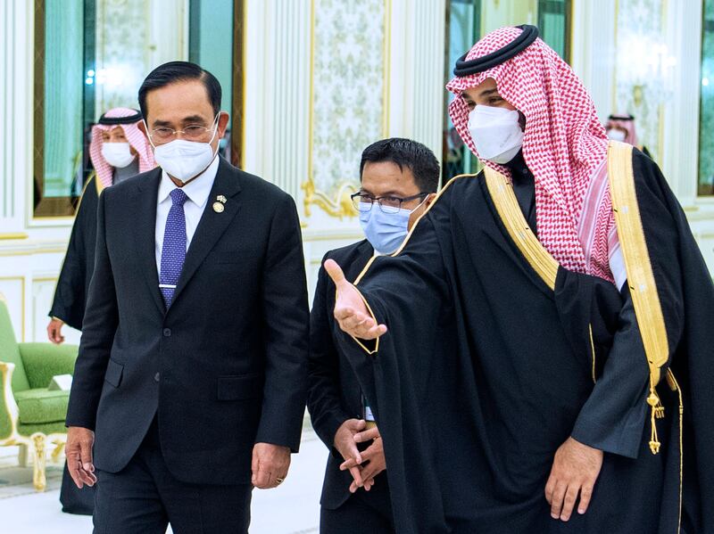 Thailand's prime minister arrived in Saudi Arabia on Tuesday for the first high-level meeting in 30 years. AP