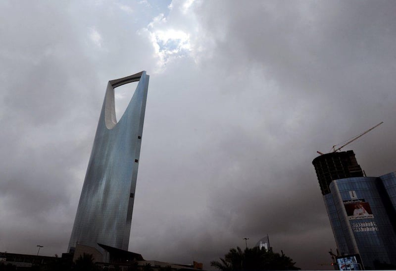 Heavy clouds are seen over dowtown Riyadh. Fayez Nureldine / AFP Photo