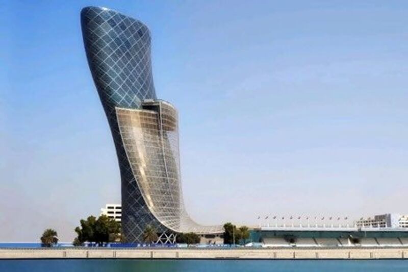 Capital Gate tower, developed in Abu Dhabi by Adnec, is more than 160 metres tall. Photo: Adnec