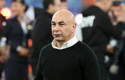 Egypt manager Hossam Hassan looks on after losing the Egypt Capital Cup final between Egypt and Croatia in the New Capital, Egypt, on March 26, 2024. EPA