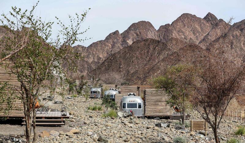 Glamping trucks in Hatta, Dubai. AFP