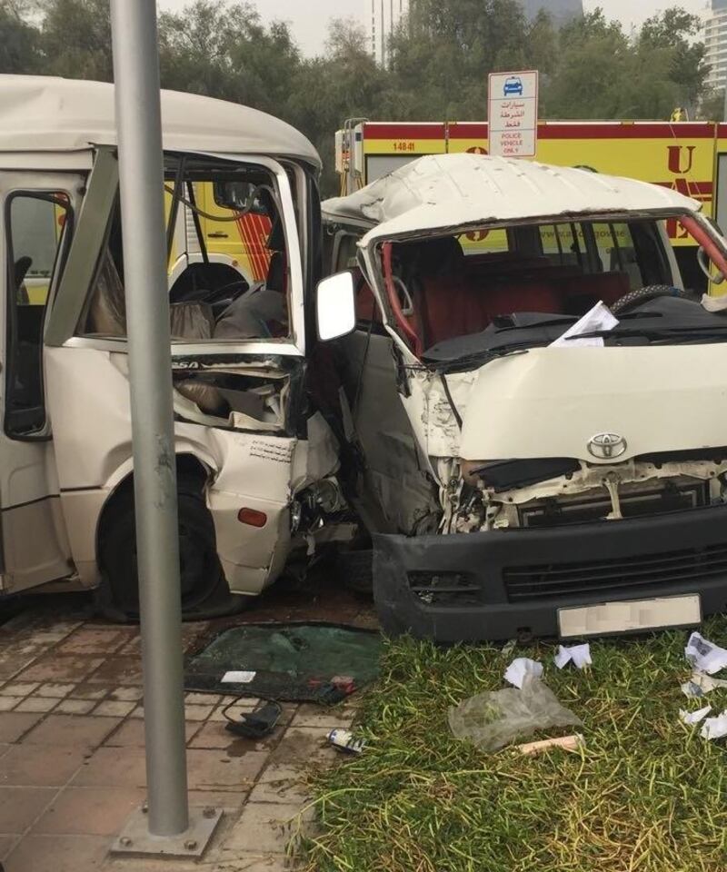 Police said the driver of one vehicle ran a red light and smashed into the other. Courtesy: Abu Dhabi Police