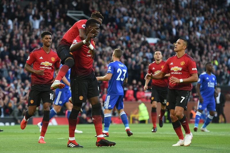 Manchester United's Paul Pogba celebrates his goal. AFP