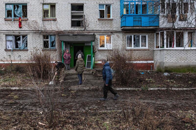 The aftermath of a Russian missile strike on Kramatorsk last month. The Kremlin says hundreds of Ukrainian troops were killed in a latest attack on the city. AFP
