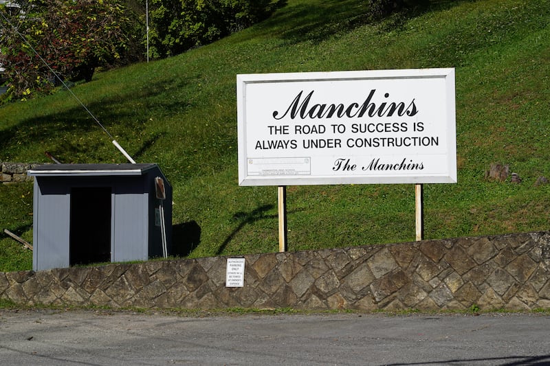 A sign for Manchin's Clinic in Farmington, West Virginia. Willy Lowry / The National