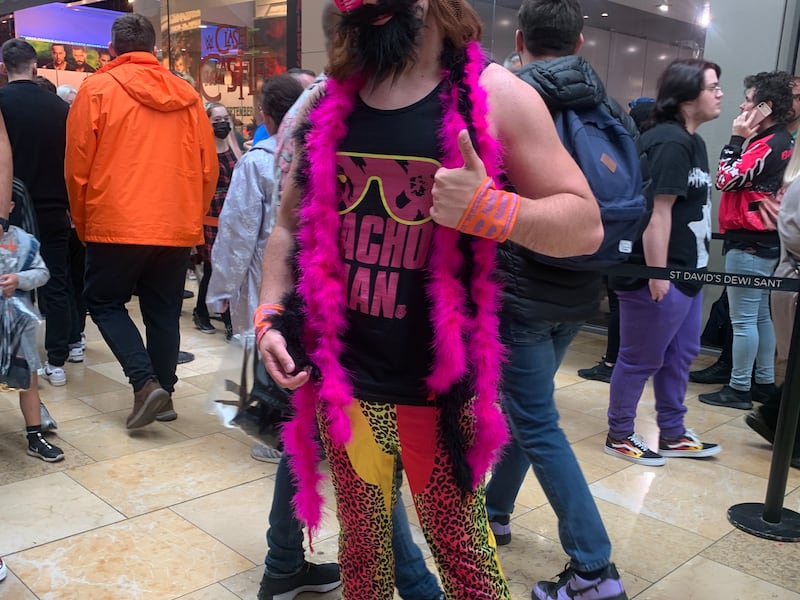 Alistair Hamilton from Wales attended with his mum. Dressed as “Macho Man” Randy Savage, he said that he was surprised but happy to hear the event was being held in Cardiff.