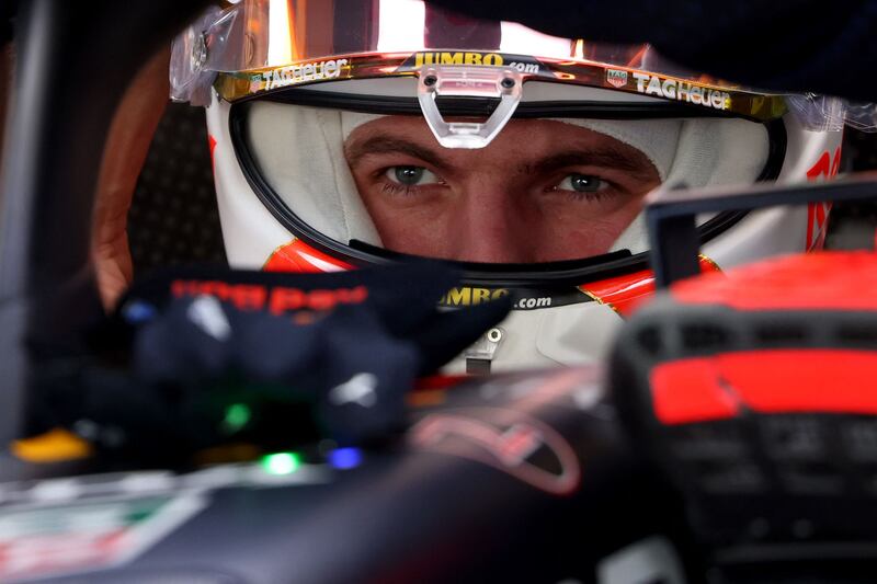 Red Bull's Dutch driver Max Verstappen sits in his car. AFP