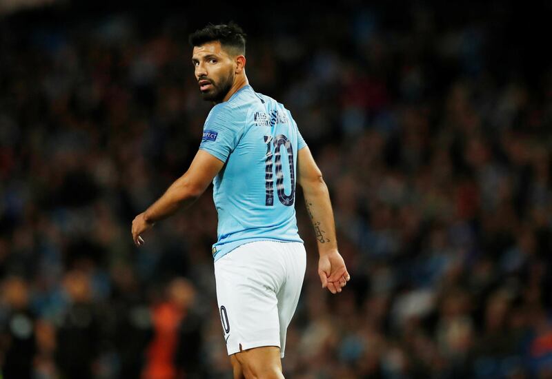 Soccer Football - Champions League - Group Stage - Group F - Manchester City v Olympique Lyonnais - Etihad Stadium, Manchester, Britain - September 19, 2018  Manchester City's Sergio Aguero  Action Images via Reuters/Andrew Boyers