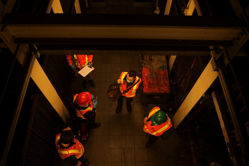 Metropolitan Transportation Authority workers carry out checks in Manhattan. Reuters