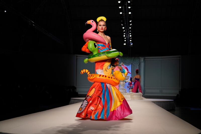 A rubber ring design at the Moschino spring/summer 2023 show during Milan Fashion Week. AP Photo