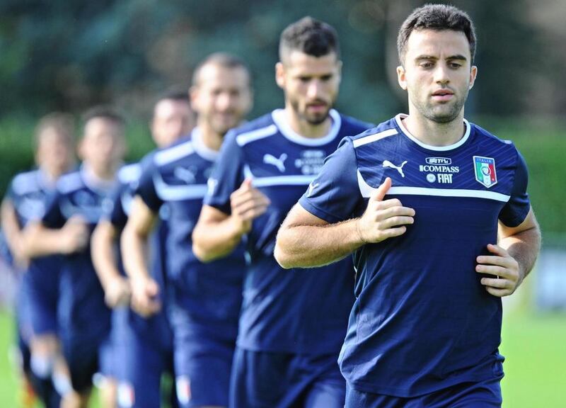 Giuseppe Rossi at an Italy training session ahead of a World Cup qualifier against Denmark in October. Maurizio Degl'Innocenti / EPA / October 11, 2013