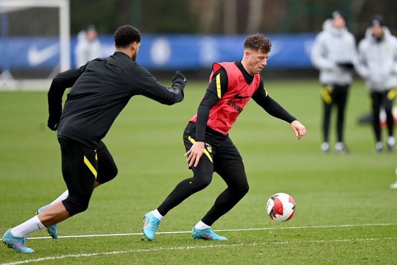 Ross Barkley of Chelsea during a training session at Chelsea Training Ground in Cobham, England. 