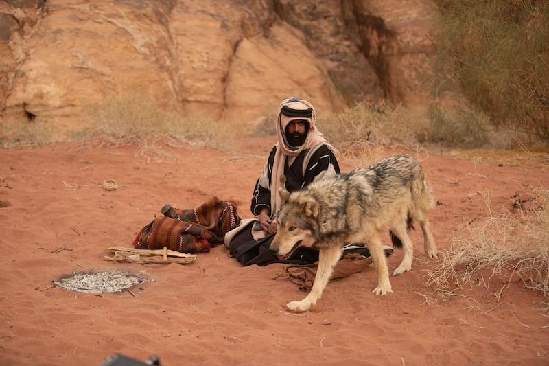 The wolf used in the film was flown in from Hungary and promptly stole the hearts of all on set. Photo: Neom