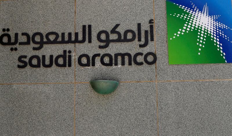 FILE PHOTO: The logo of Saudi Aramco is seen at Aramco headquarters in Dhahran, Saudi Arabia May 23, 2018. . REUTERS/Ahmed Jadallah/File Photo
