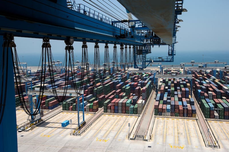 Abu Dhabi, United Arab Emirates, June 5, 2016:    General view from a crane at the loading terminal at Khalifa Port in Abu Dhabi on June 5, 2016. Christopher Pike / The National

Job ID: 92289
Reporter: Amna Shahid
Section: News
Keywords:  *** Local Caption ***  CP0605-na-AD Ports11.JPG