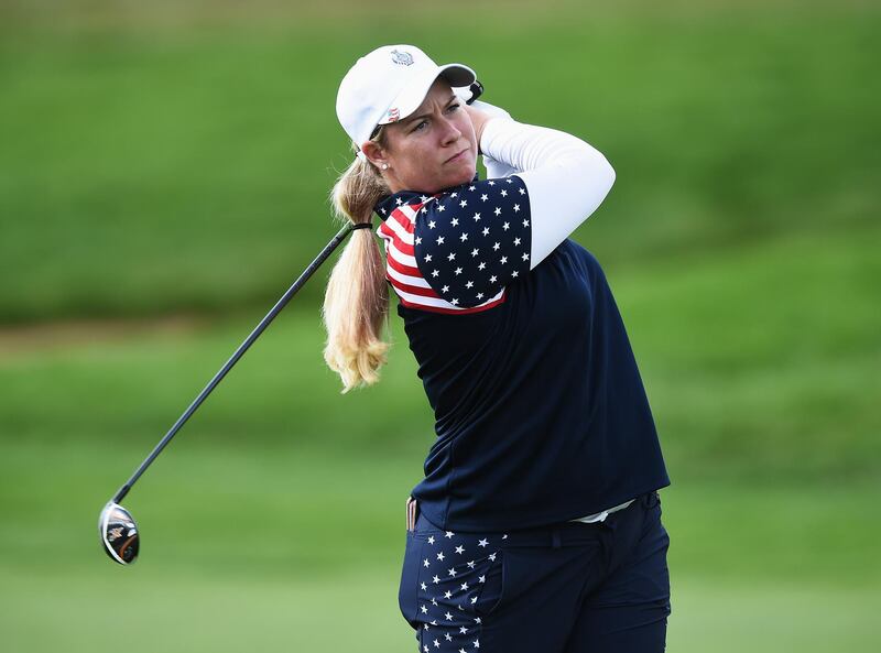 ST LEON-ROT, GERMANY - SEPTEMBER 20:  Brittany Linicome of team USA plays a shot during the singles matches of The Solheim Cup at St Leon-Rot Golf Club on September 20, 2015 in St Leon-Rot, Germany.  (Photo by Stuart Franklin/Getty Images)