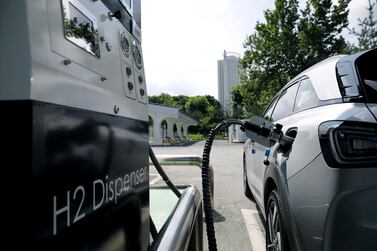 A Hyundai Motor's Nexo hydrogen car is fuelled at a hydrogen station in Seoul, South Korea. Reuters