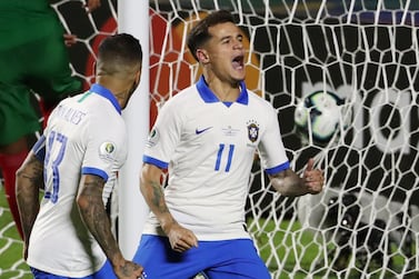Brazil's Philippe Coutinho celebrates scoring from the penalty spot as Brazil got their 2019 Copa America campaign up and running with a 3-0 win in Sao Paulo. Reuters