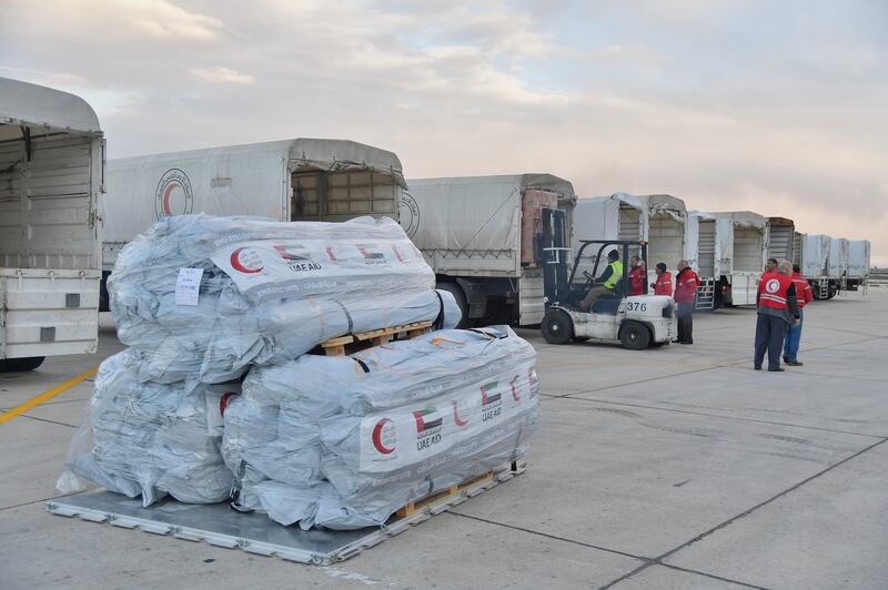 The UAE had sent 640 tonnes of humanitarian aid to Turkey and Syria by February 9. All photos: Ministry of Defence