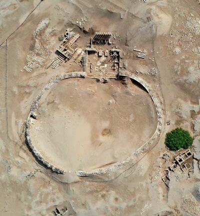 Awam Temple – aerial photo. Photo: Nomination Team of the Landmarks of the Ancient Kingdom of Saba in Marib Governorate