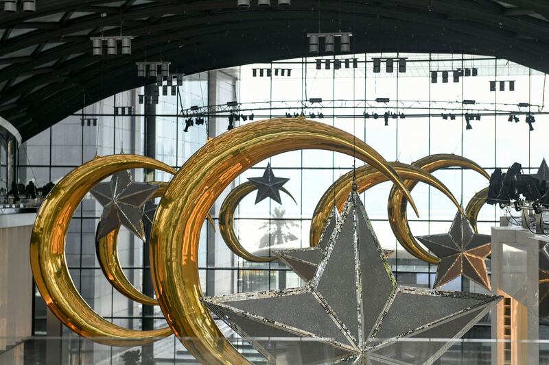 Crescent moons and stars feature prominently in Galleria Mall. Khushnum Bhandari / The National