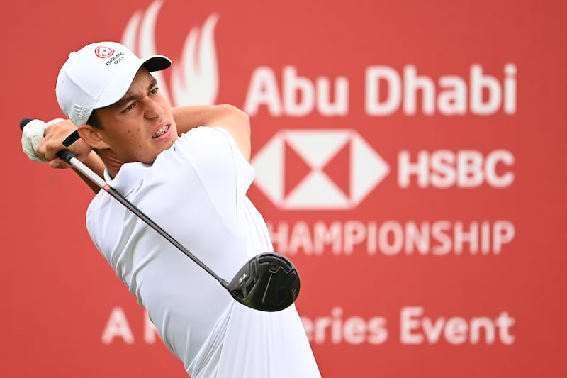 ABU DHABI, UNITED ARAB EMIRATES - JANUARY 20: Josh Hill of England tees off on the seventh hole during the First Round of the Abu Dhabi HSBC Championship at Yas Links Golf Course on January 20, 2022 in Abu Dhabi, United Arab Emirates. (Photo by Ross Kinnaird / Getty Images)