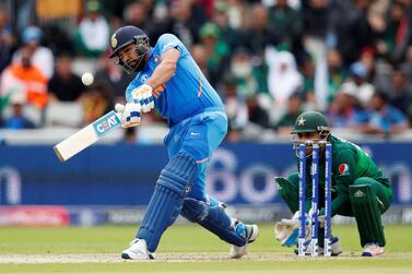 India's Rohit Sharma scored the 24th century of his one-day international career against Pakistan at Old Trafford on Sunday. Andrew Boyers / Reuters