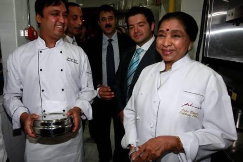 Dubai , United Arab Emirates-  January 12, 2011; Legendary Bollywood singer Asha Bhonsle at the opening of new  Asha's Restaurant  in Dubai . ( Satish Kumar / The National )