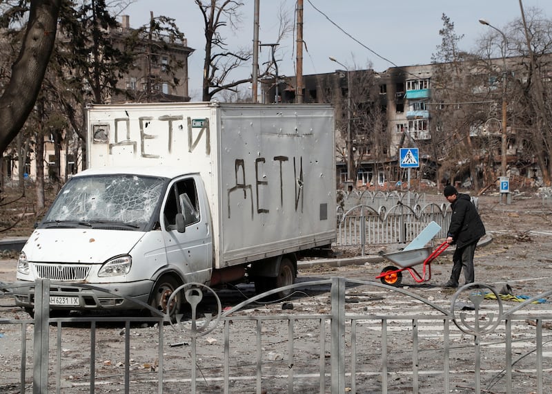 Desolation in Mariupol which has suffered intense bombardment. Reuters