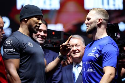 Anthony Joshua of Great Britain and Otto Wallin of Sweden face-off. Getty Images