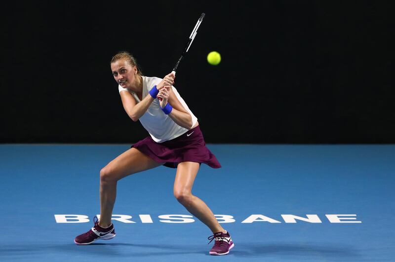 Petra Kvitova plays a backhand in her match against Anastasia Pavlyuchenkova. Getty Images