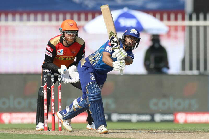 Ishan Kishan of Mumbai Indians bats during match 17 of season 13 of the Dream 11 Indian Premier League (IPL) between the Mumbai Indians and the Sunrisers Hyderabad held at the Sharjah Cricket Stadium, Sharjah in the United Arab Emirates on the 4th October 2020.
Photo by: Deepak Malik  / Sportzpics for BCCI