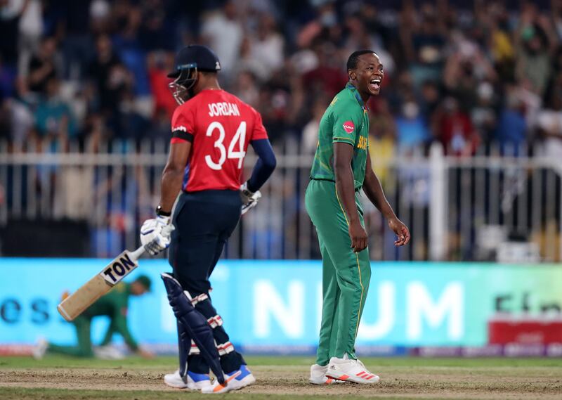 South Africa's Kagiso Rabada took a hat-trick but it was not enough to secure a semi-final spot.