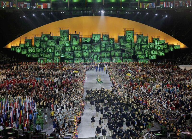 The Brazilian contingent enters the stadium for the Opening Ceremony of the Rio 2016 Olympic Games at Maracana Stadium in Rio de Janeiro, Brazil. Brian Snyder / Reuters