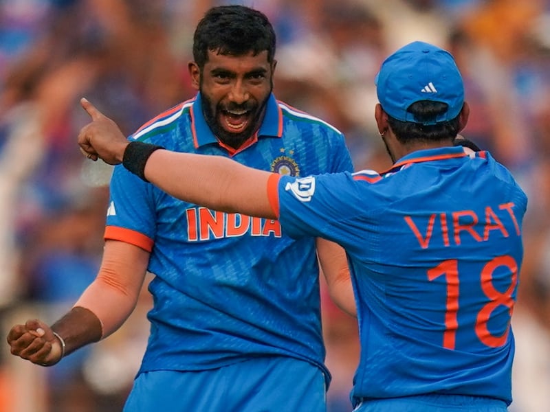 Jasprit Bumrah - 10. Was world-class on the flat deck in Delhi. Was equally sensational on an unresponsive pitch in Ahmedabad. Deceived a well set Rizwan with a slower one and bowled Shadab with a classic leg cutter. He is miles ahead of the competition. EPA