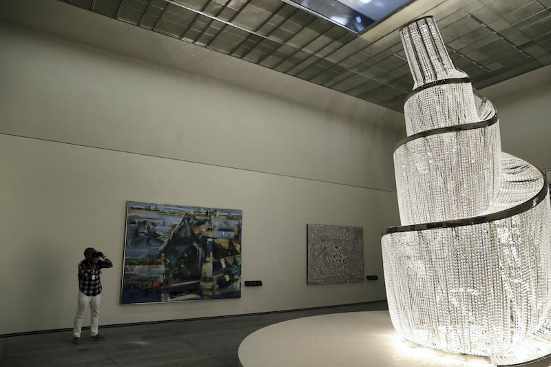 Ai WeiWei's Fountain of Light in Gallery 12 of Louvre Abu Dhabi. Chris Whiteoak / The National