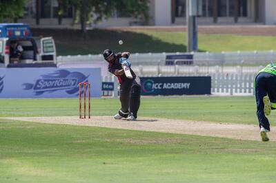 Ahmed Raza, the UAE captain, in action against Ireland. Antonie Robertson / The National)
