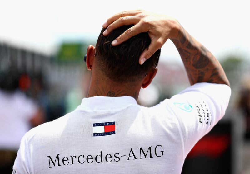 MONTREAL, QC - JUNE 10:  Lewis Hamilton of Great Britain and Mercedes GP looks on on the grid before the Canadian Formula One Grand Prix at Circuit Gilles Villeneuve on June 10, 2018 in Montreal, Canada.  (Photo by Mark Thompson/Getty Images)